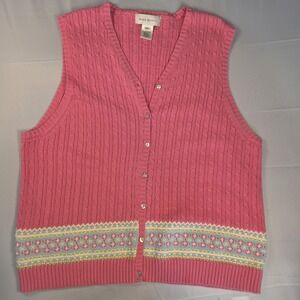 SOLD Susan Bristol Vintage Sweater Vest Size 2X Embroidered Floral Cottage